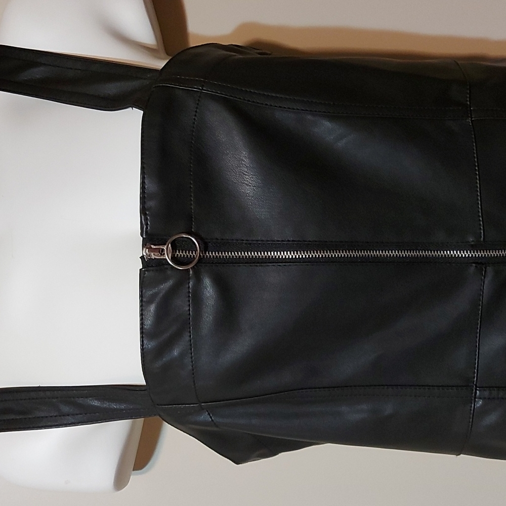 Sexy faux leather mini dress